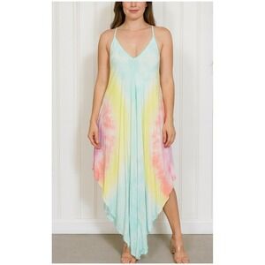 Surf Gypsy Tie Dye‎ Cover Up Dress SMALL Handkerchief Hem Pastel Beach Vacation